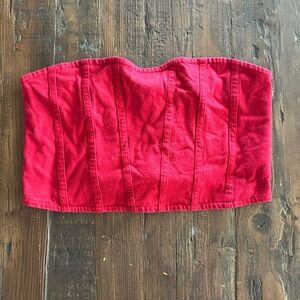 Red Strapless Crop Top
